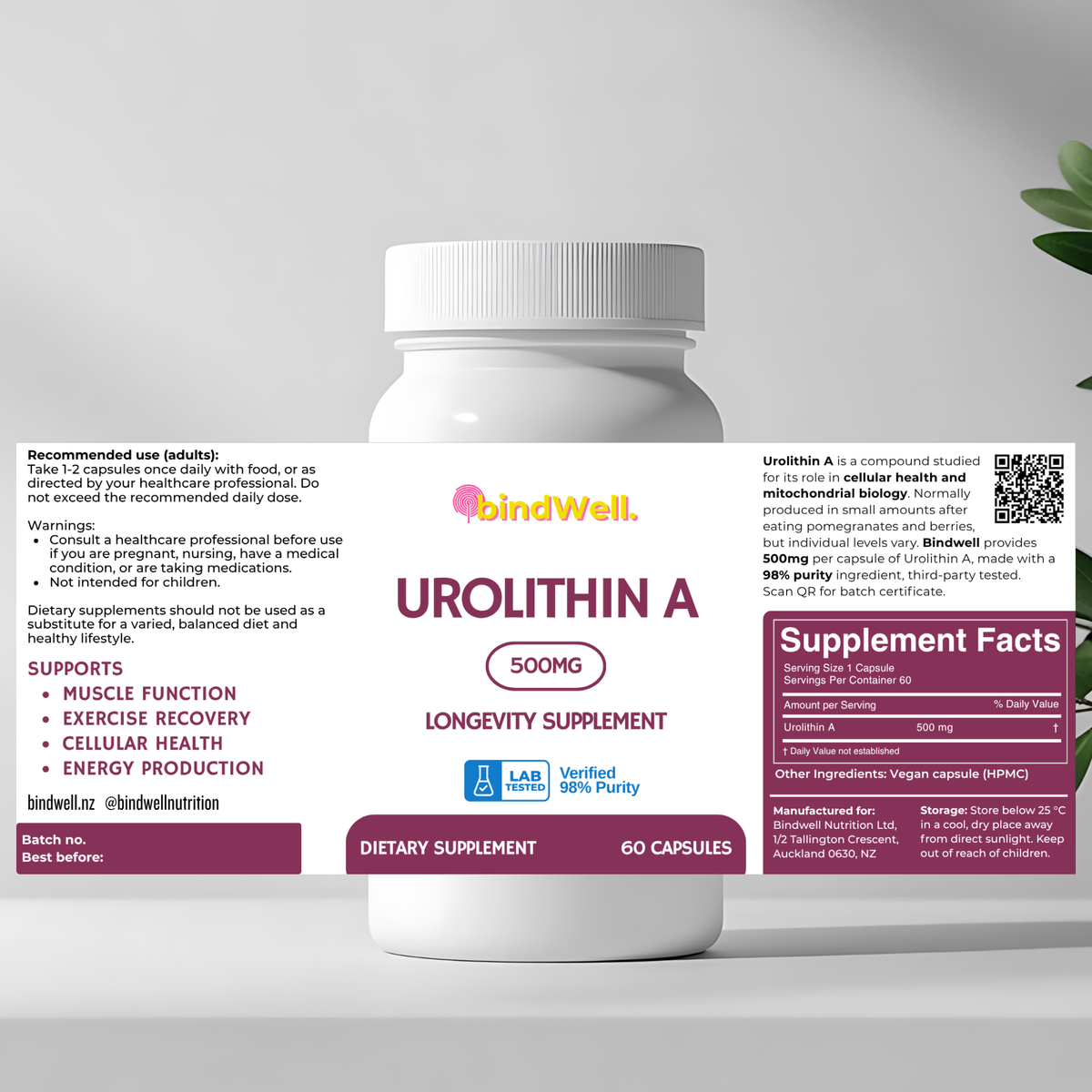 Urolithin A - 500mg | 98% Purity | 60 Capsules